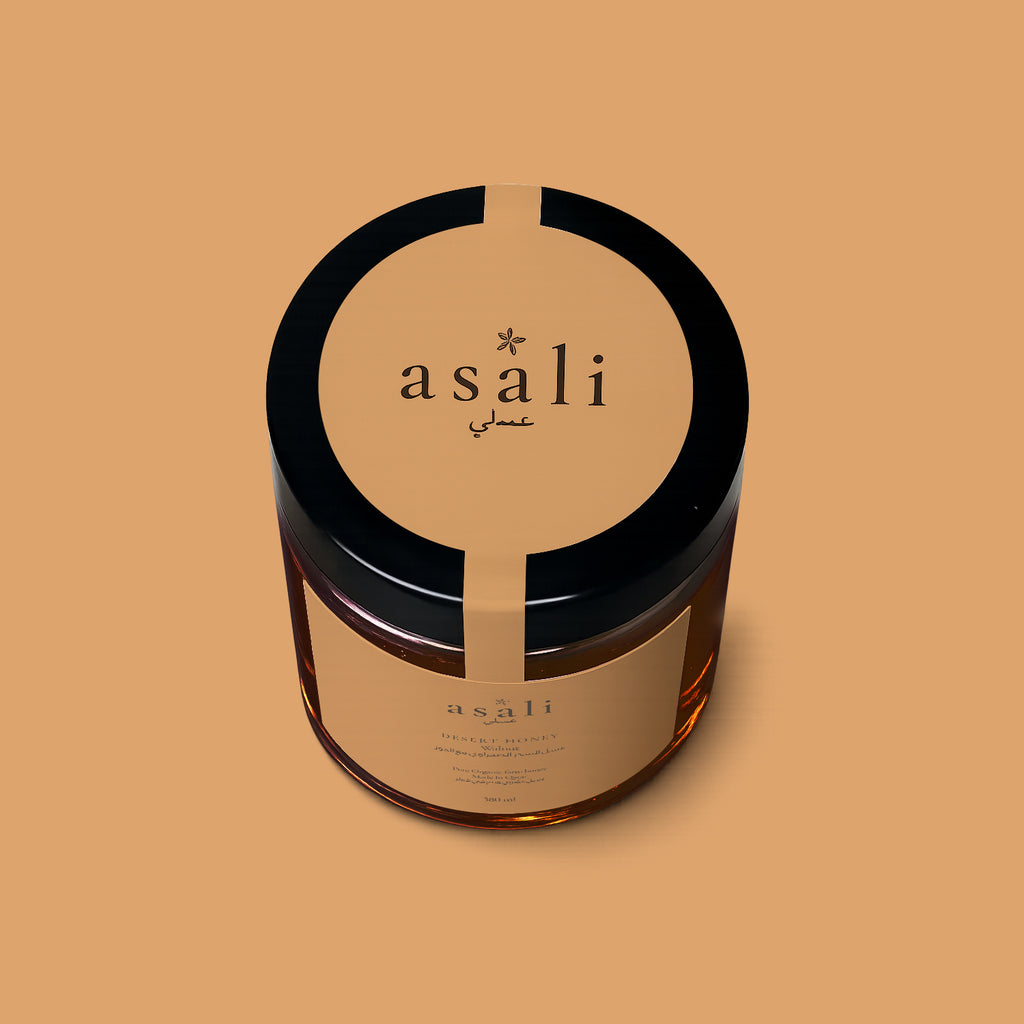 Walnut Infused Sidr Honey 380ml, top of jar