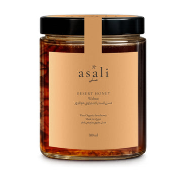 Walnut Infused Sidr Honey 380ml, front of jar